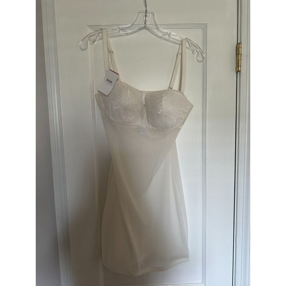 Wolford White Lace Cup Shapewear Slip Dress Luxury Coquette For Wedding 40C